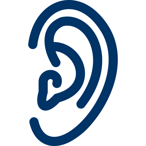 Ohr als Symbol für Höranlage für Menschen mit Hörgeräten